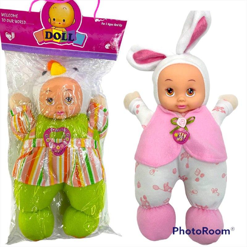 T1224-34A Пупсик Doll в комбинизоне с ушками мягкий в пакете 40*21 (разные виды)