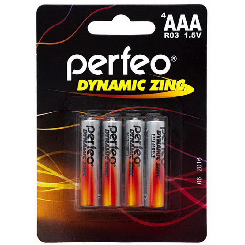 Батарейка солевая Perfeo Dynamic Zinc, AAA, R03-ВL4, 1.5В, блистер, цена за 1 шт.