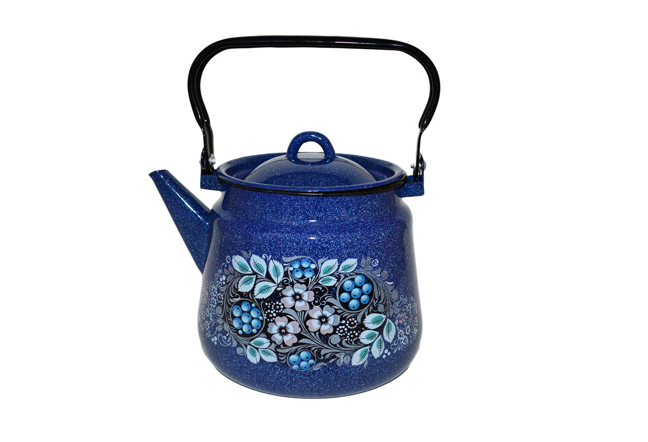 Чайник 3,5л "Голубика" син. СтальЭмаль, фото 1