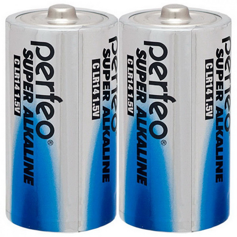 Батарейка солевая Perfeo Super Alkaline, С, LR14-SR2, 1.5В, плёнка, цена за 1 шт.