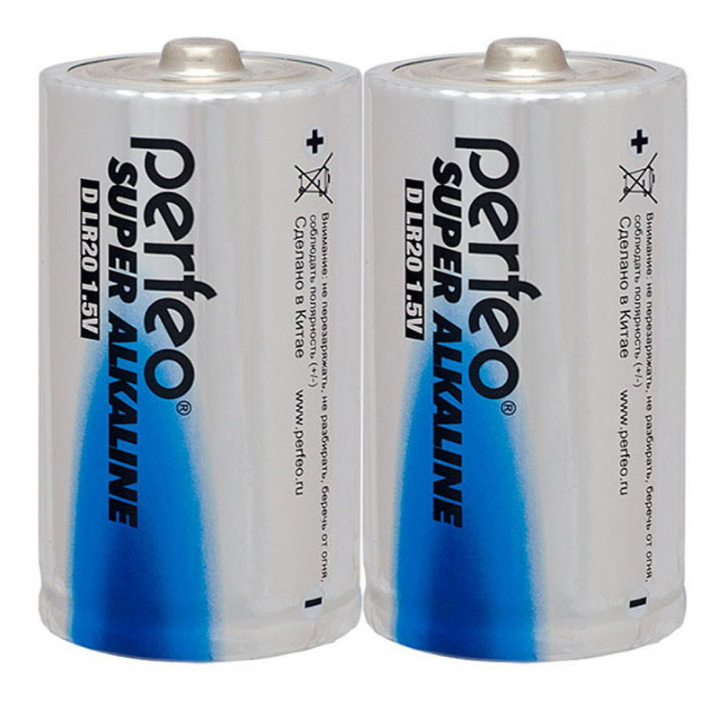 Батарейка солевая Perfeo Super Alkaline, D, LR20-SR2, 1.5В, плёнка, цена за 1 шт.