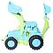 Трактор игрушечный, трактор синий, трактор полной комплектации 28см (зелено-голубой), фото 3
