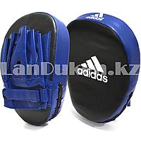 Лапа-перчатка для бокса вогнутая черная с синей перчаткой с узором