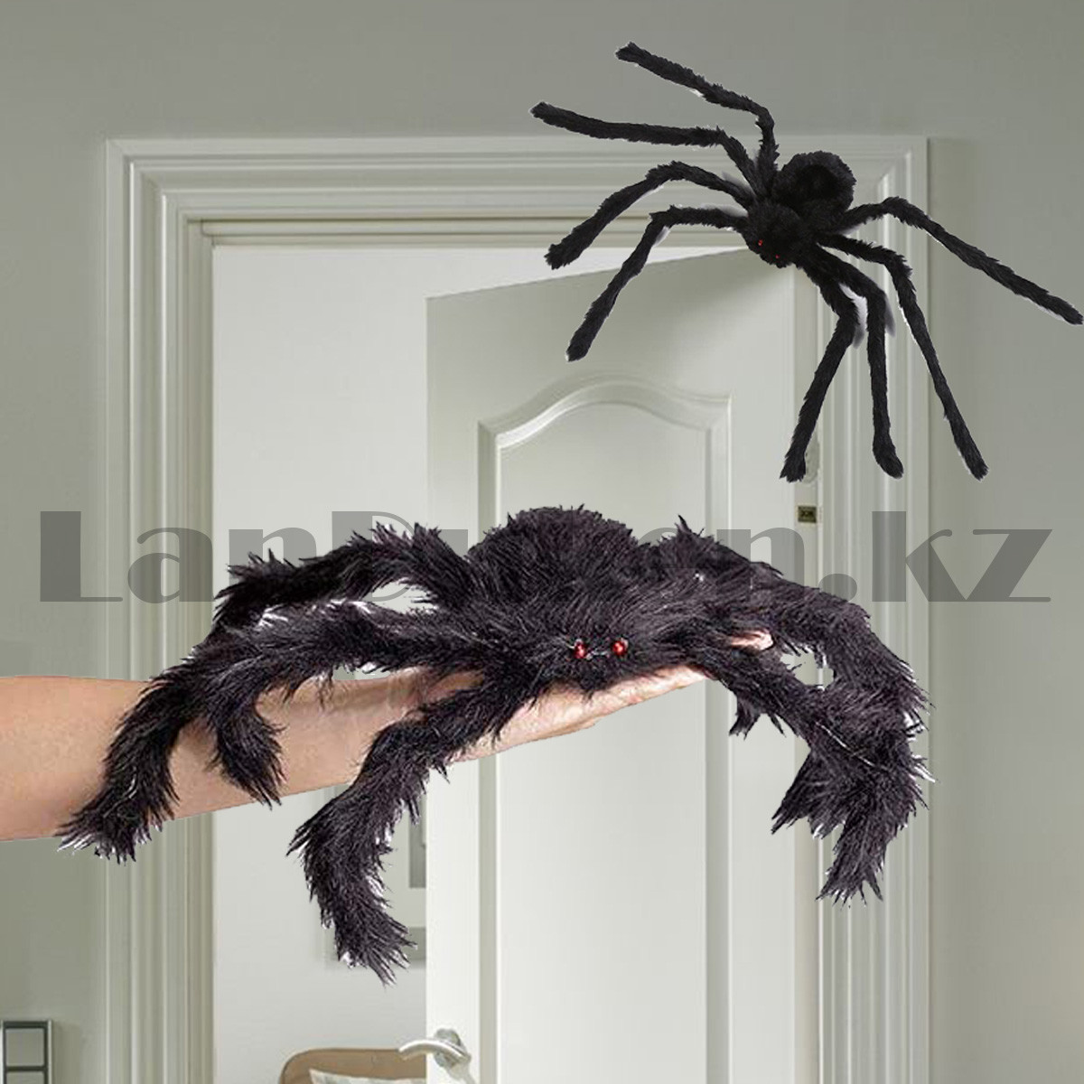 Паук декоративный средний для Хэллоуина черный 70 см, фото 1