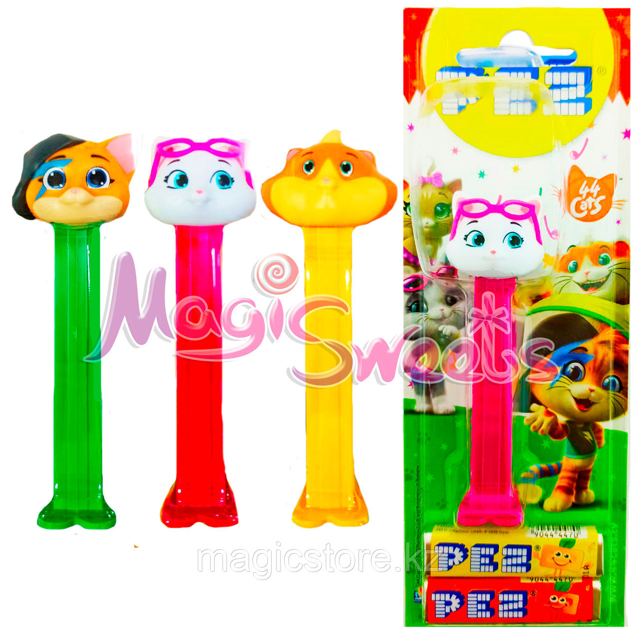 PEZ Конфеты с игрушкой 2 в 1 "44 Кота" 17 гр. / Упаковка 12 шт. / Венгрия