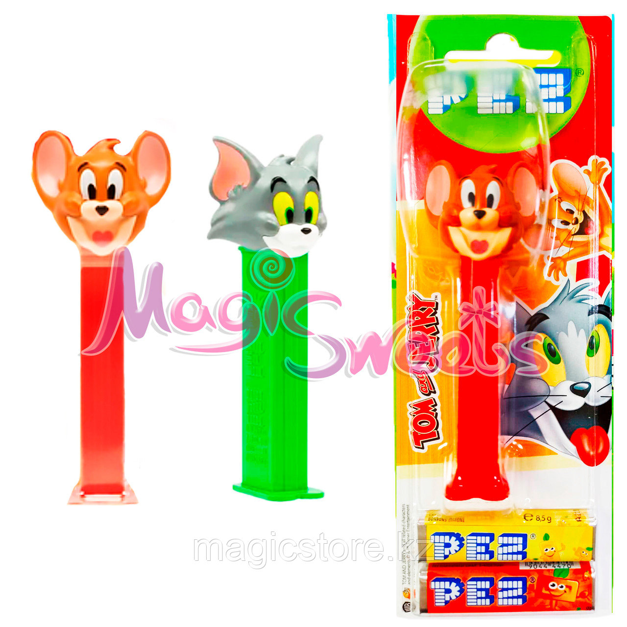 PEZ Конфеты с игрушкой 2 в 1 "Том и Джерри" 17 гр. / Упаковка 12 шт. / Венгрия