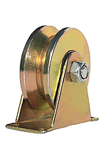 Ролик направляющий V - образный, стальной на кронштейне, 95 мм