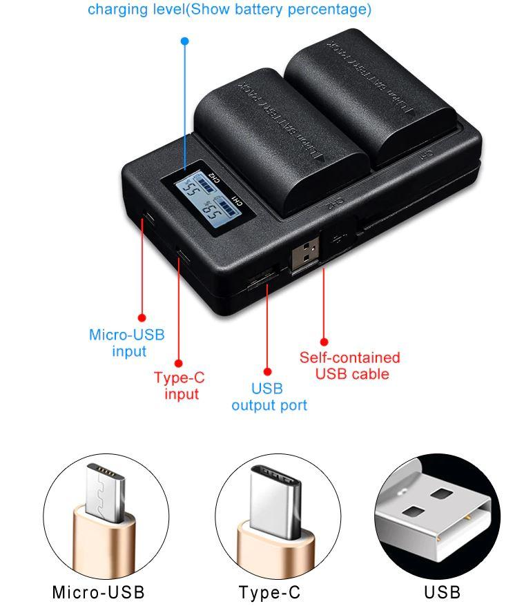 USB двойное зарядное устройство с дисплеем для аккумулятора Canon LP-E6 - фото 5 - id-p94571431