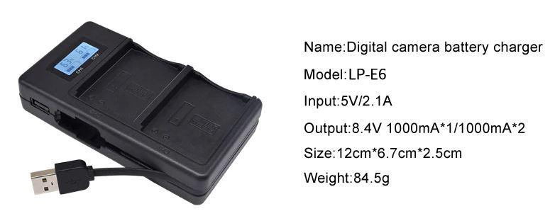 USB двойное зарядное устройство с дисплеем для аккумулятора Canon LP-E6 - фото 4 - id-p94571431