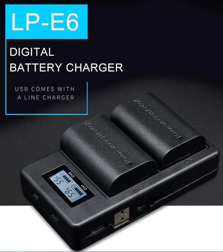 USB двойное зарядное устройство с дисплеем для аккумулятора Canon LP-E6 - фото 7 - id-p94571431