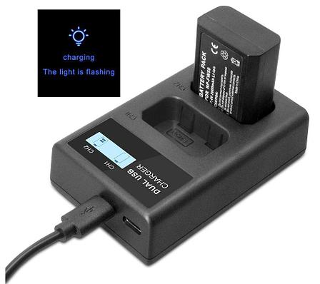 USB двойное зарядное устройство с дисплеем для аккумулятора Sony NP-FW50, фото 2