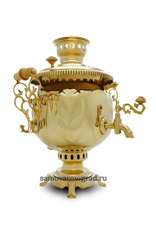 Самовар на дровах форма  шар 4.5 литров золото