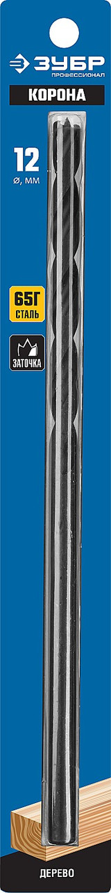ЗУБР d=12 х 300/150 мм, М-образная заточка, сталь 65Г, спиральное сверло по дереву 29421-300-12_z01 - фото 2 - id-p94586154