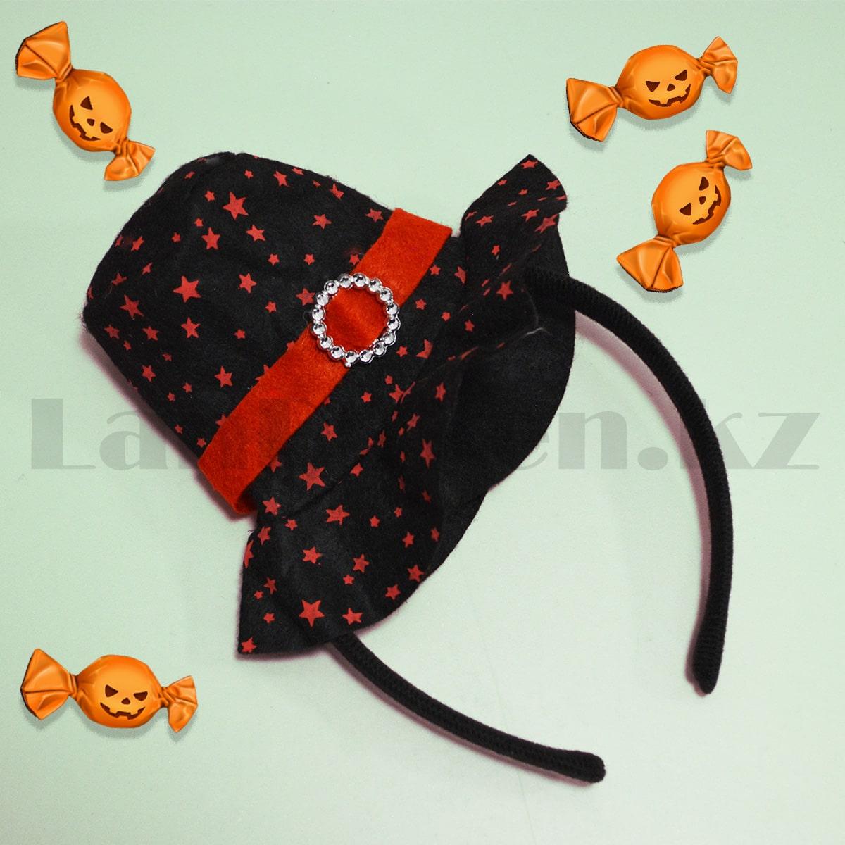 Ободок с шляпкой детский Хэллоуин черно-красный