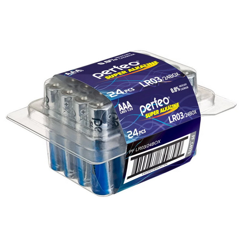 Батарейка алкалиновая Perfeo Super Alkaline, AАA, LR03-24BOX, 1.5В, BOX, цена за 1 шт.