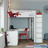 Кровать-чердак Polini Simple Marvel 4355 Человек-паук с письменным столом и шкафом, фото 6