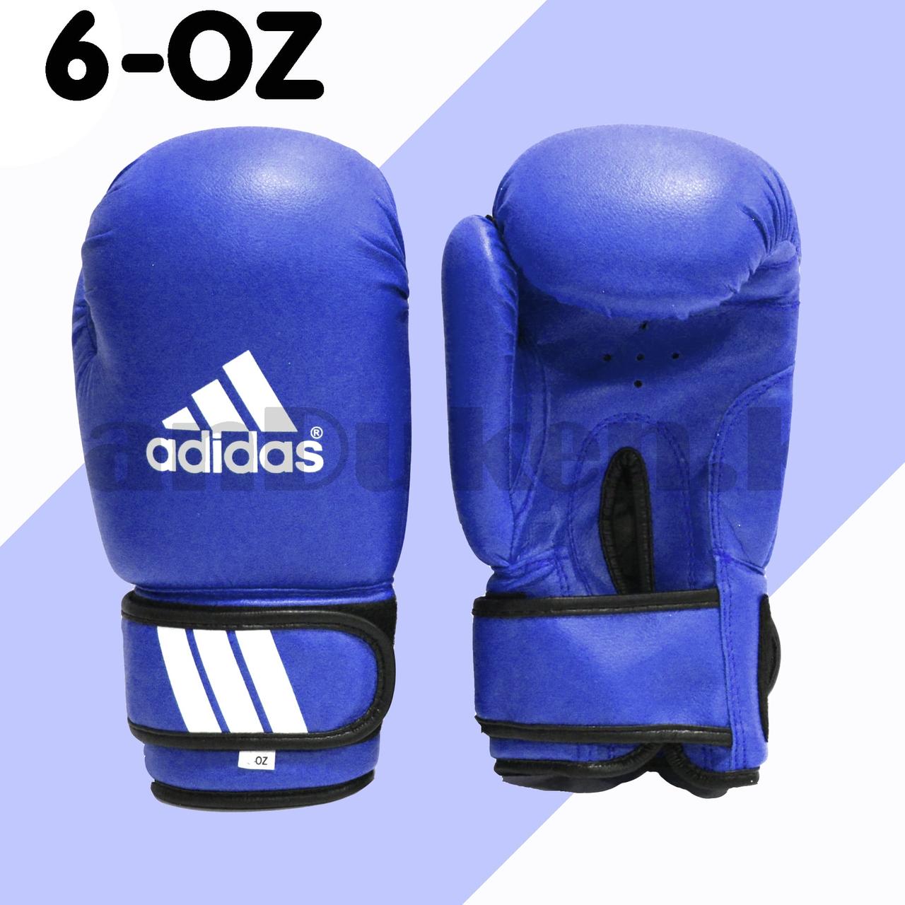 Детские боксерские перчатки 6-OZ синие с надписью с белой надписью, фото 1
