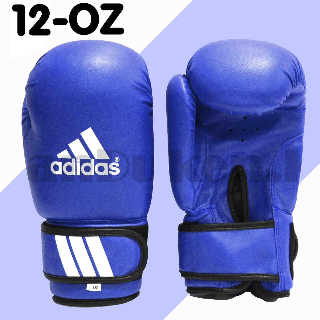 Боксерские перчатки 12-OZ синие с надписью с белой надписью - фото 1 - id-p94640718