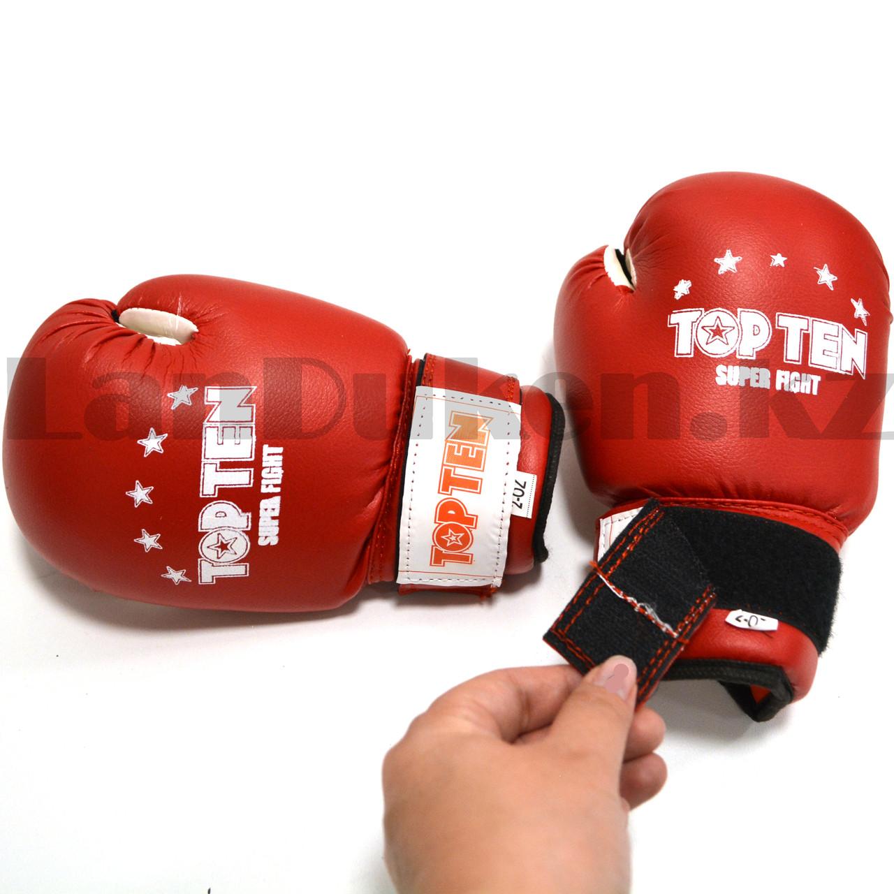 Детские боксерские перчатки 2-OZ Top ten красные с белой надписью - фото 5 - id-p94642578