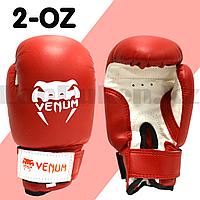 Детские боксерские перчатки 2-OZ Venus красные с белой надписью