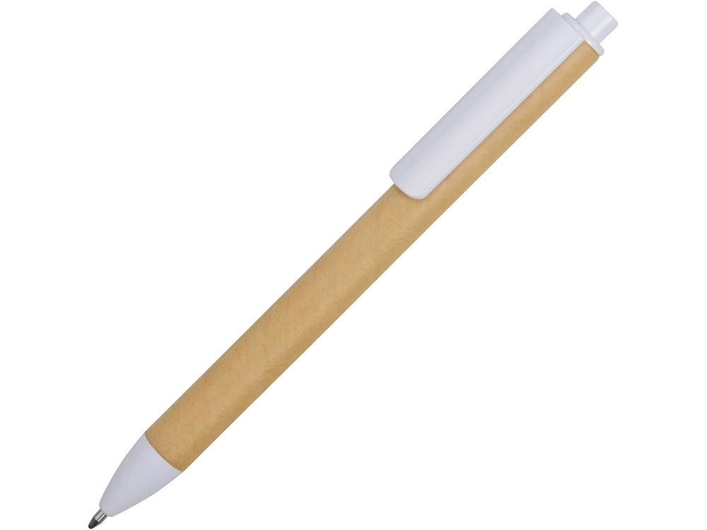 Ручка картонная пластиковая шариковая Эко 2.0, бежевый/белый - фото 1 - id-p94671081