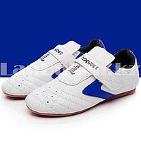 Обувь для тхэквондо (соги/степки) Tkdshoes на липучке размеры 34-38 сине-белые