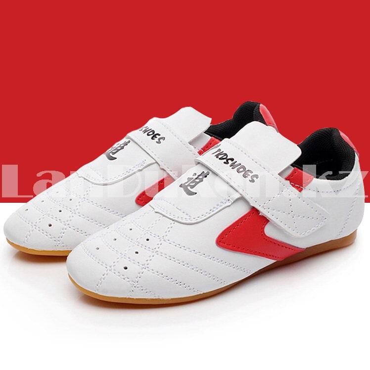 Обувь для тхэквондо (соги/степки) Tkdshoes на липучке размеры 34-38 красно-белые - фото 1 - id-p94679334