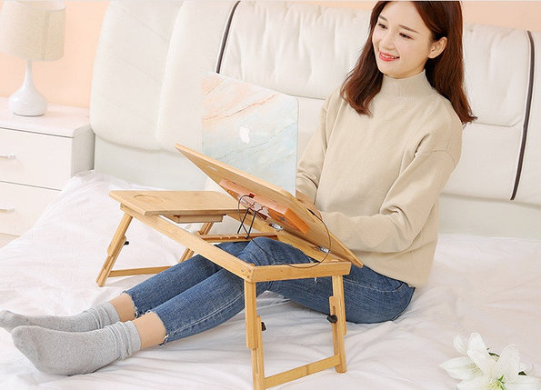 Бамбуковый столик для ноутбука с охлаждением, фото 2