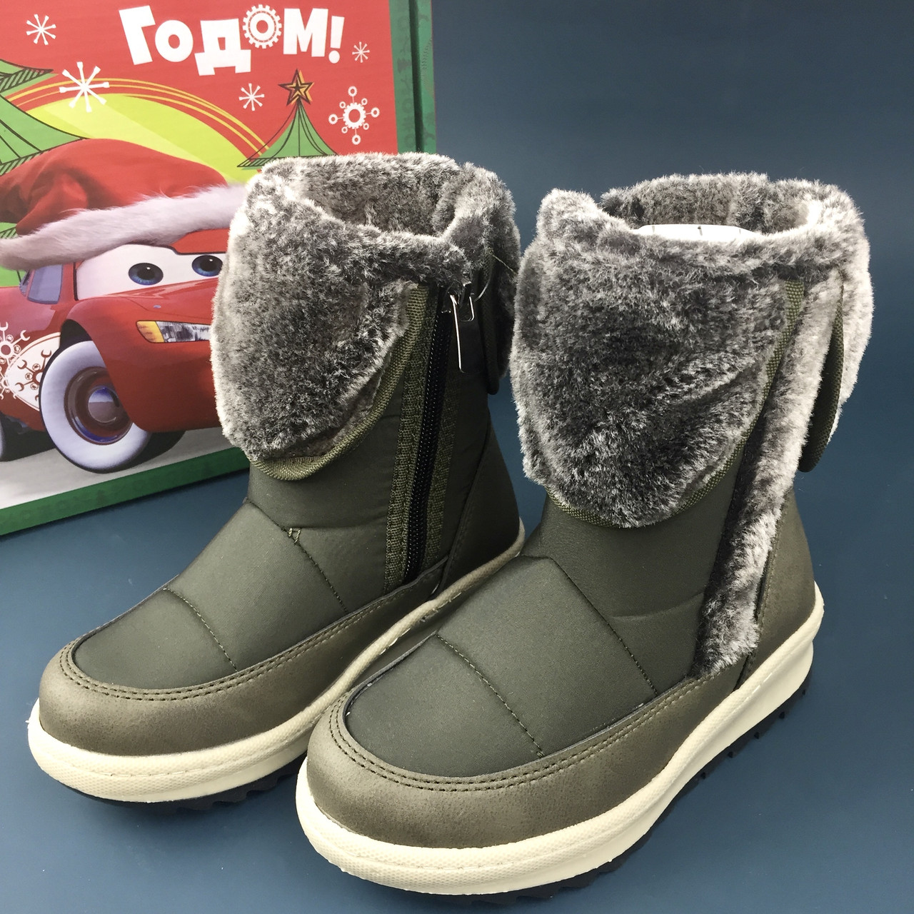 MINICAN обувь детская на липучках зимняя дутыши сапоги детские зимние