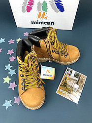 MINICAN обувь замшевые ботинки нубук на шнурках стильная детская обувь