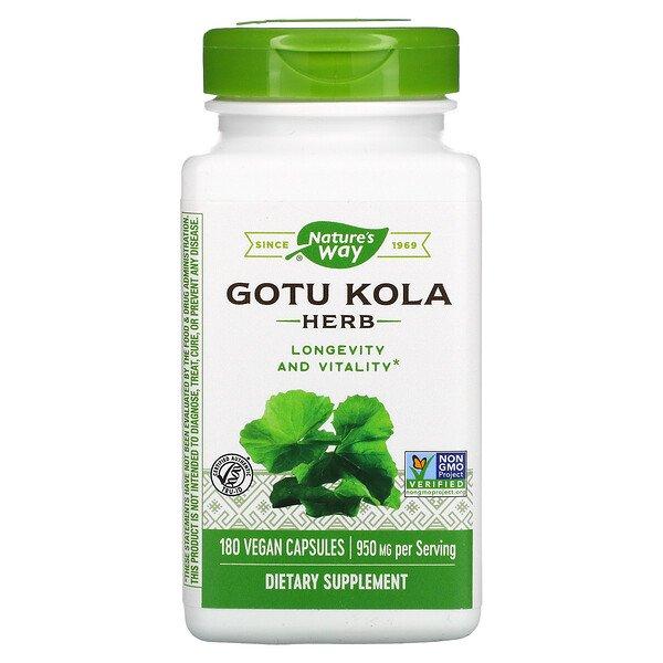 Экстракт готу кола Nature's Way, 475 мг, 180 вегетарианских капсул