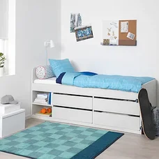Кровать каркас СЛЭКТ крвт/отд д/хран+реечн дн, белый90x200 см IKEA, ИКЕА, фото 2
