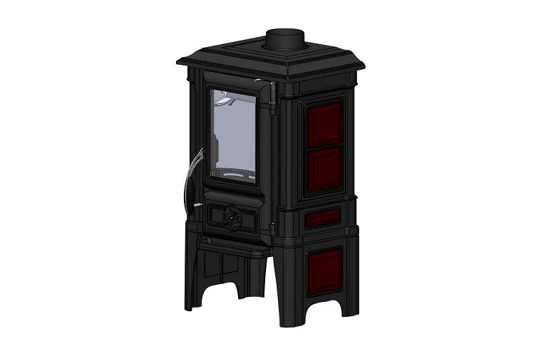 GUCHA Печь-камин чугунная ARINA - 1210 ЭМАЛЬ - DARK RED