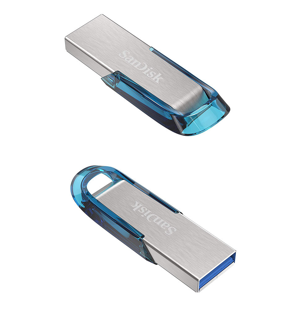 Флешка SanDisk Ultra Flair USB 3.0 128GB - NEW Tropical Blue Color; EAN: 619659163082 - фото 2 - id-p94642467
