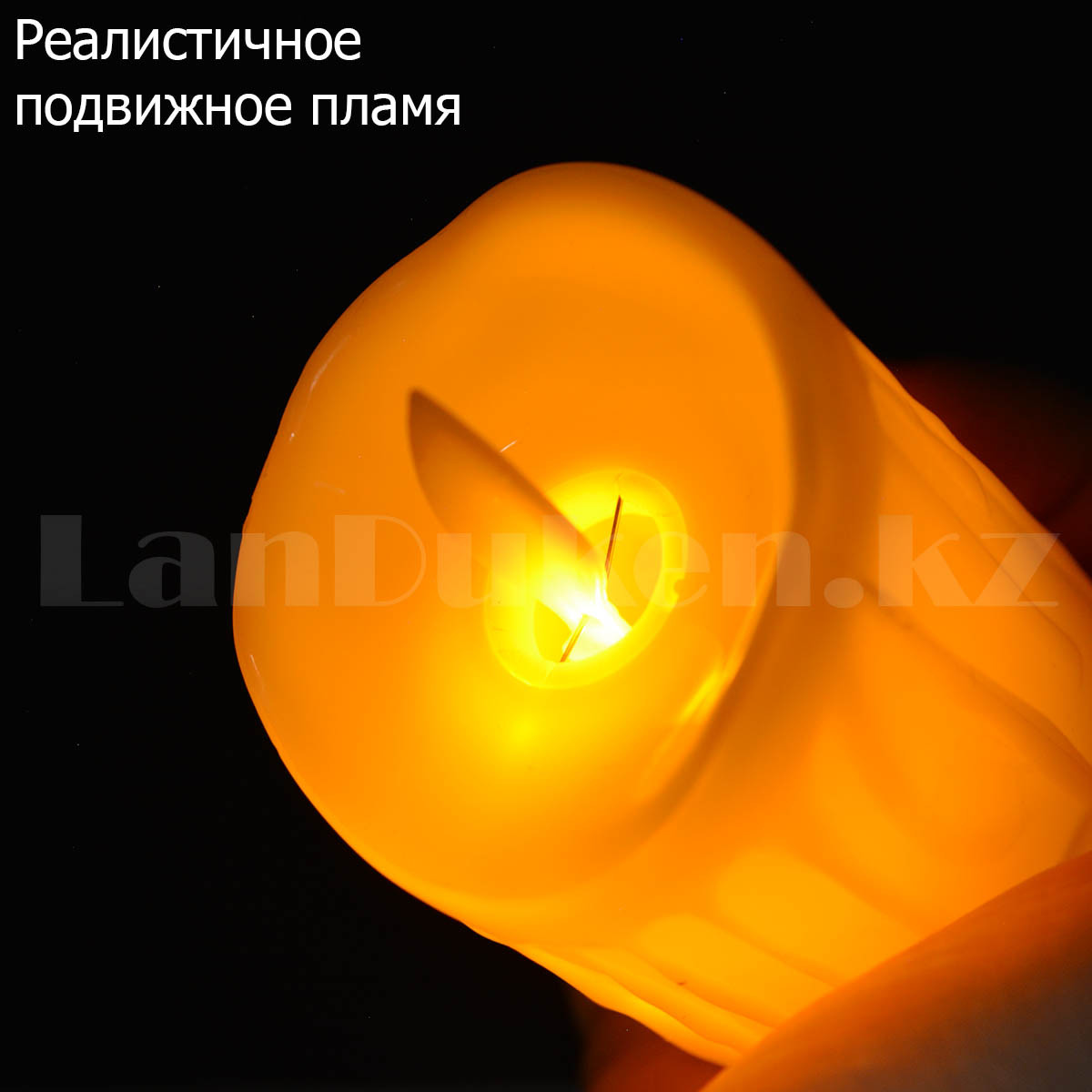 LED свеча на батарейках с подвижным пламенем и подтеками 7х5 см маленькая - фото 3 - id-p94702557