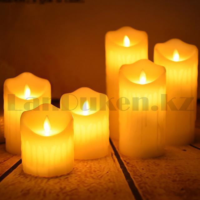 LED свеча на батарейках с подвижным пламенем и подтеками 7х5 см маленькая - фото 8 - id-p94702557