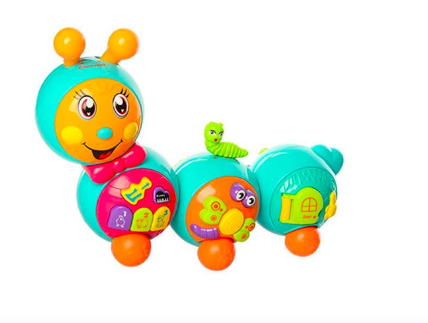 Детская Развивающая игрушка Музыкальная гусеница 3 цвета, звуки и мелодии, английский язык