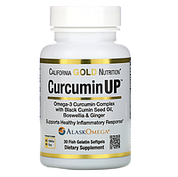 California Gold Nutrition, CurcuminUP, комплекс куркумина и омега-3, поддержка при воспалениях, 30 рыбно-желат