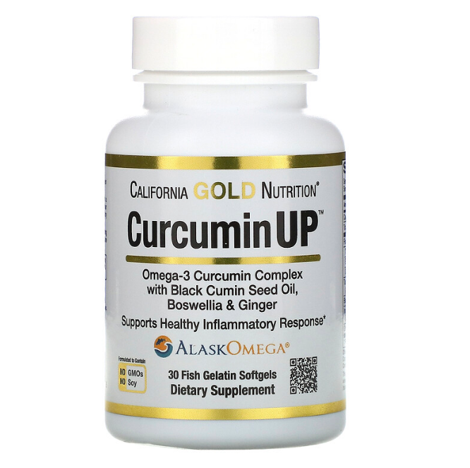California Gold Nutrition, CurcuminUP, комплекс куркумина и омега-3, поддержка при воспалениях, 30 рыбно-желат - фото 1 - id-p94706737