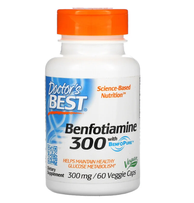 Doctor's Best, бенфотиамин с BenfoPure, 300 мг, 60 вегетарианских капсул