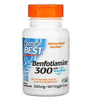 Doctor's Best, бенфотиамин с BenfoPure, 300 мг, 60 вегетарианских капсул