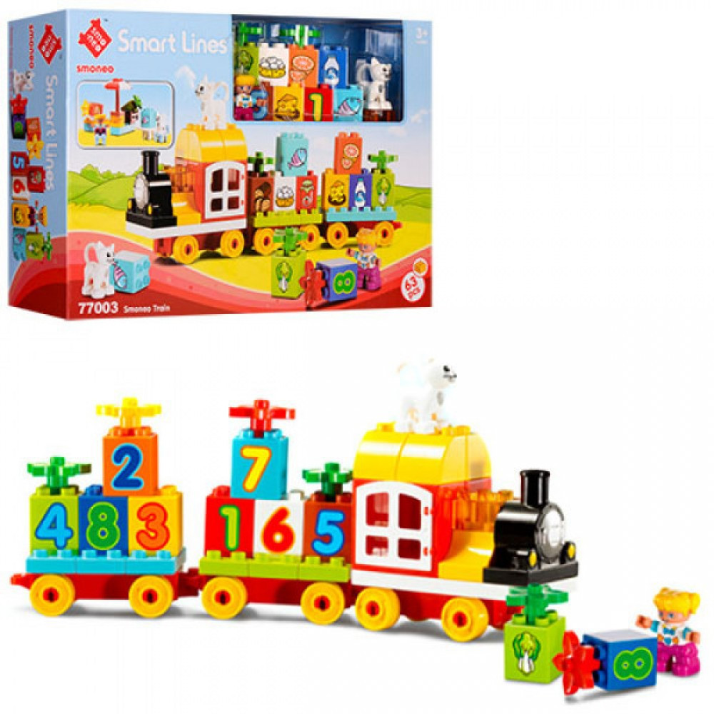 77003 конструктор Smart lines для малышей паровозик 63дет,45*30