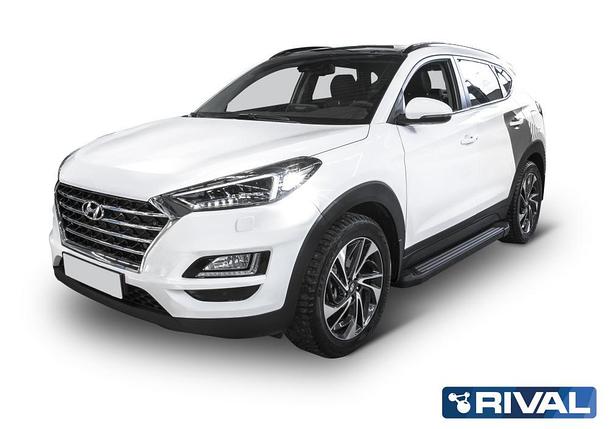 Порог-площадка "Black" + комплект крепежа, Hyundai Tucson 2015-2020, фото 1