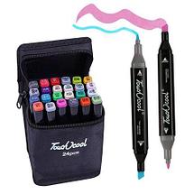 Скетч-маркеры TOUCH Black спиртовые двусторонние 6/2мм в чехле (120 фломастеров), фото 2