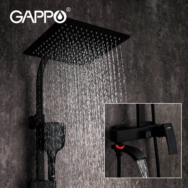 Душевая система цвет чёрный Gappo 2407-6