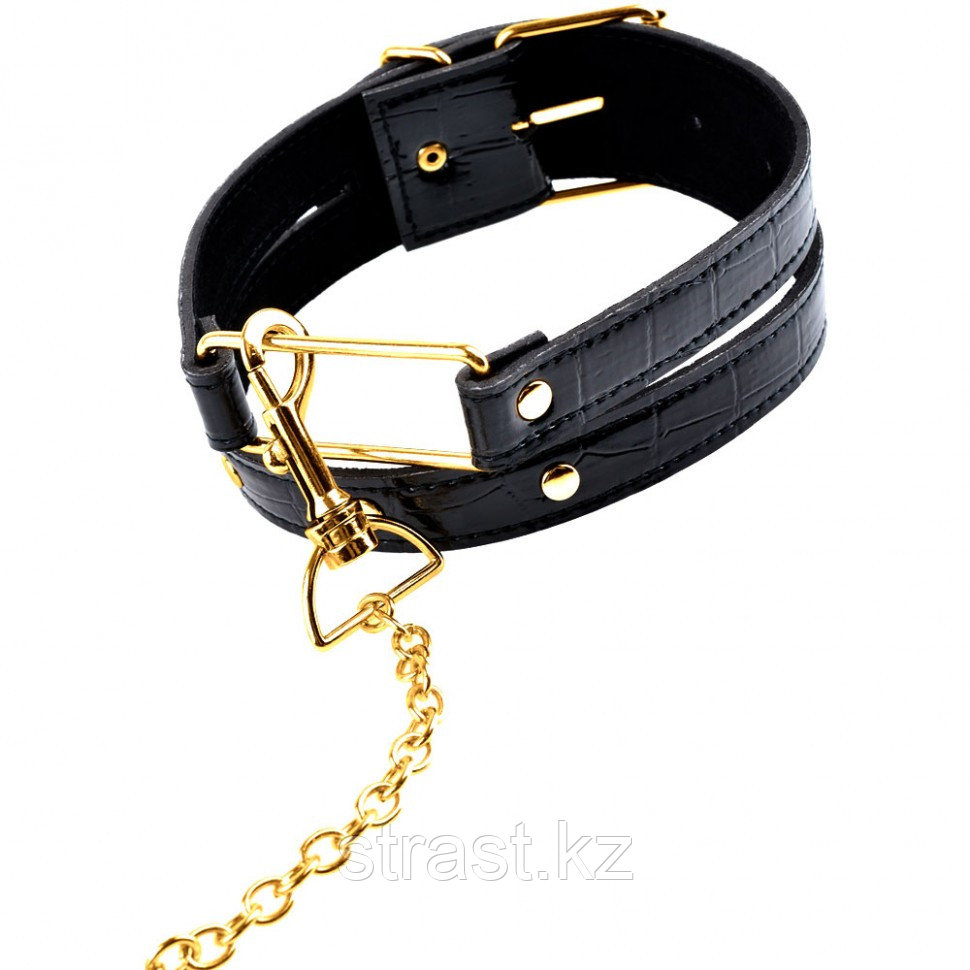 Ошейник с поводком БДСМ Pipedream Fetish Fantasy Gold Collar & Leash