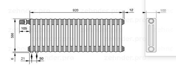 Болат құбырлы радиатор,үш бағаналы-20 секциялы Zehnder - фото 2 - id-p94741490