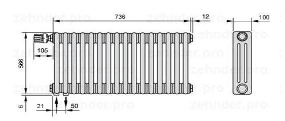 Стальной трубчатый радиатор,трехколончатый-16 секций Zehnder - фото 2 - id-p94741491