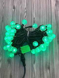 Гирлянда шарики прозрачные, черный провод, зеленый цвет, 10 метров