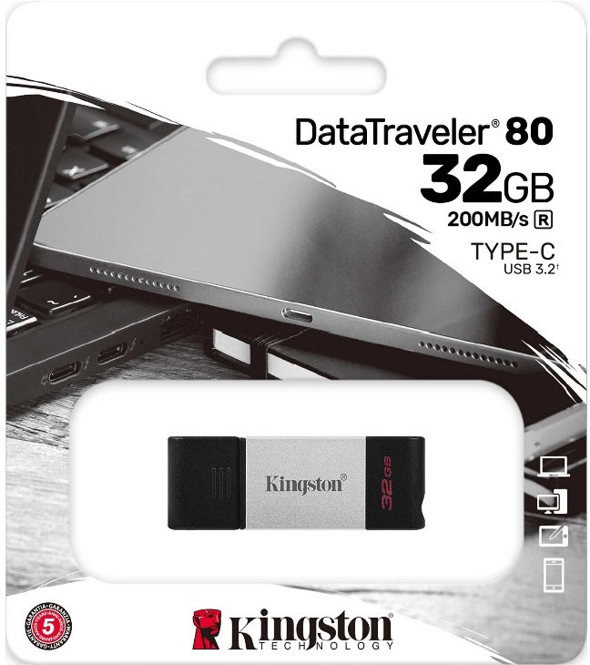 USB Flash карта Kingston DataTraveler 80 32Gb серебристый - фото 4 - id-p94747163
